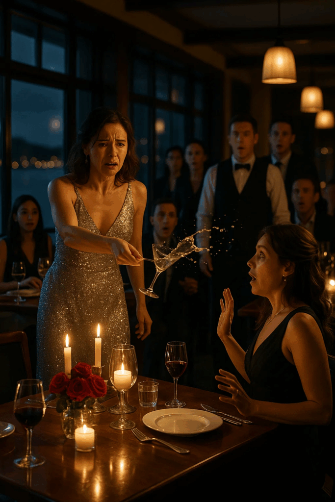 During our anniversary cruise dinner, right as the band began playing our song, a furious woman barged in and pointed at me with a shaking hand